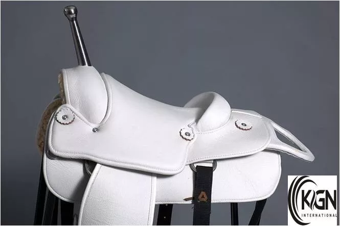 KGN Leather Barrel Racing Horse Saddle, White