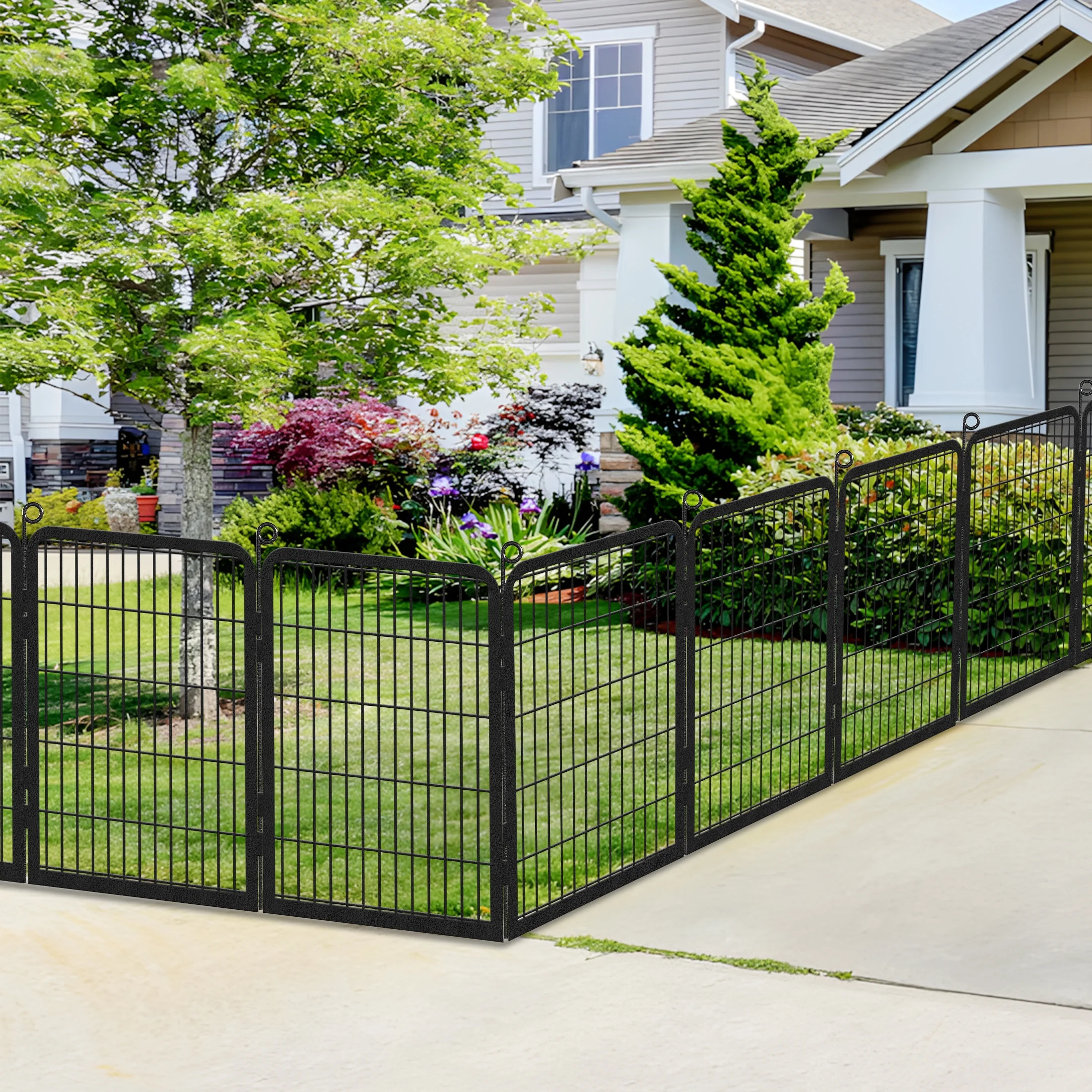 Garden Fence with Gate Fencing No Dig Fence Panels 30ft(L)��32in(H) for Yard Animal Barrier Decorative Garden Fencing for Backyard Patio Garden Fences and Borders for Dogs