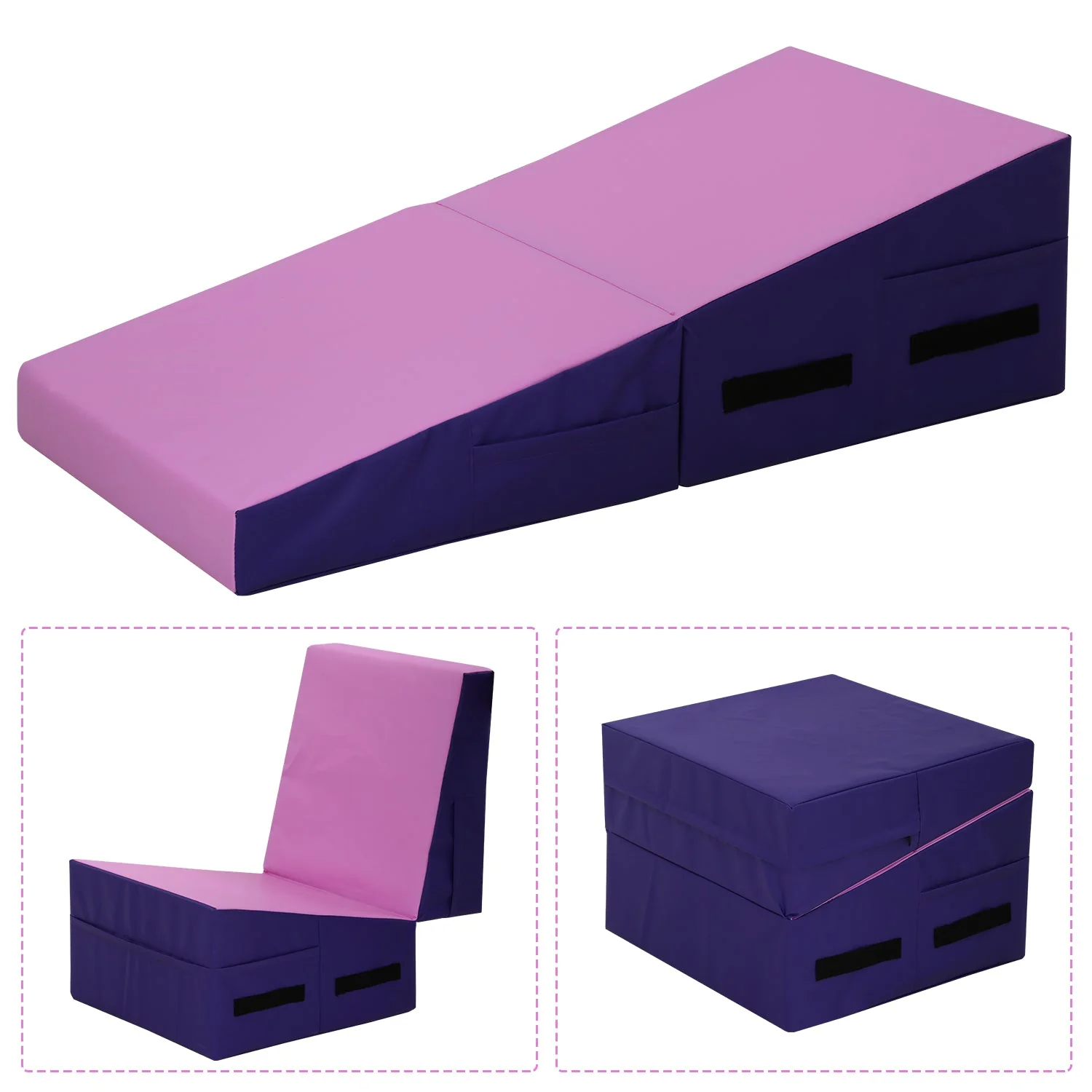 Gymnastics Mat 48x24 Inch Folding Tilt Gymnastics Mat with Handle Gymnastics Mat Home for Kids Indoor/Outdoor Sports, Tumbling Skills Training, Gymnastics Exercises, Cheese Mat, Gymnastics Wedges