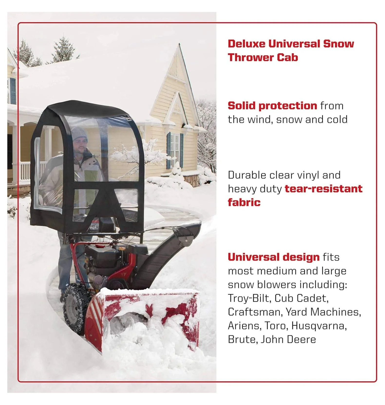 490-241-0032 Univ Snow Thrower Cab, Black Clear